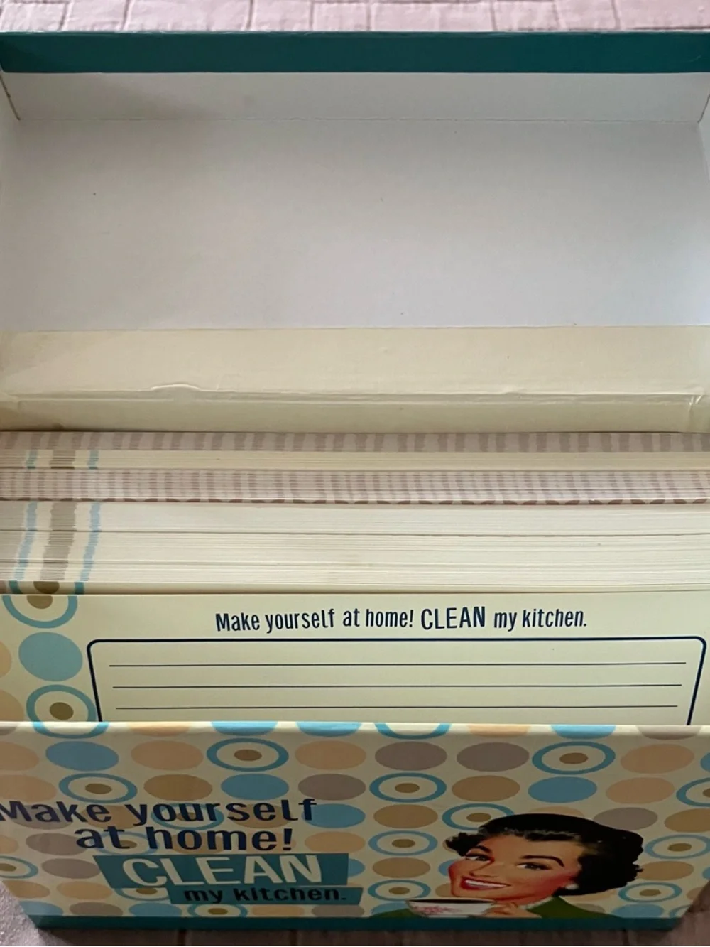 Retro Recipe Card Box Set in Cream and Teal